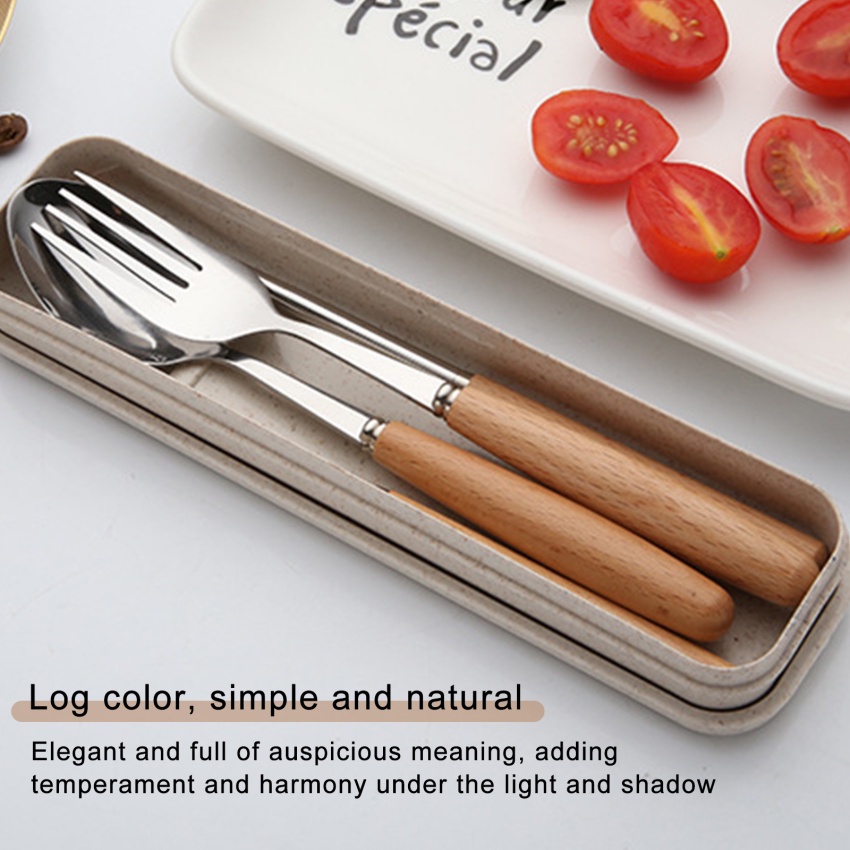 Bộ 4 Món Muỗng Đũa Nĩa Bằng Thép Không Gỉ 18 / 8 Ốp