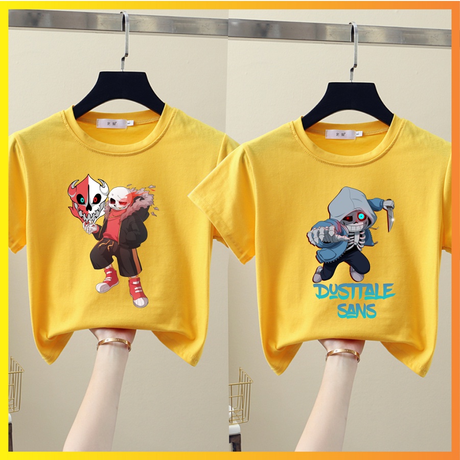 Áo Thun Game Anime Sans Undertale Cosplay Cho Bé Tay Ngắn Màu Vàng Đủ Size Từ 10-90kg