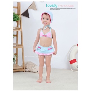 Bikini nơ hồng cho bé 2-7y