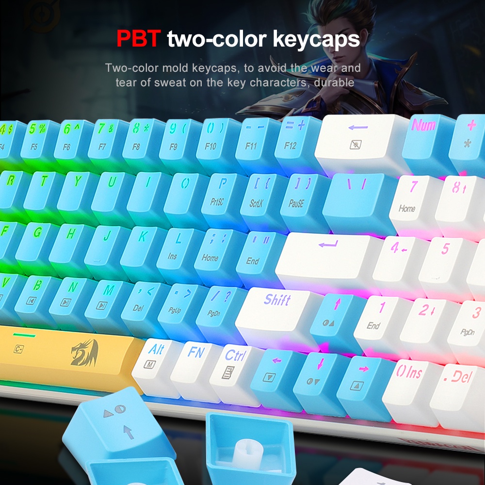 Bàn phím cơ REDRAGON K688 RGB 78 phím có dây cáp tháo được màu sắc tùy chọn