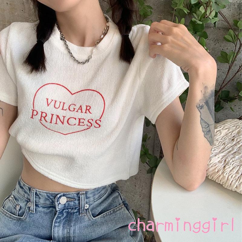 Áo Crop Top Tay Ngắn In Chữ Thời Trang Dành Cho Nữ