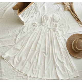 đầm maxi trắng hở lưng dây chéo
