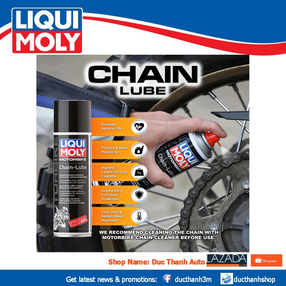 Chai xịt sên cao cấp Liqui Moly Motorbike Chain-Lube 1508 250ml ducthanhauto