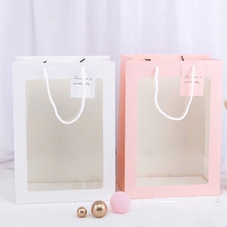 Set 100 Túi Hộp Giấy Mặt Kính Mika Đựng Hoa, Quà Tặng Sang Trọng