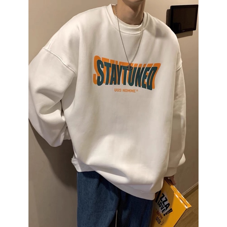 Áo Sweater trắng đen nam nữ chất nỉ, dạng rộng, hoạ tiêt in chữ. | BigBuy360 - bigbuy360.vn