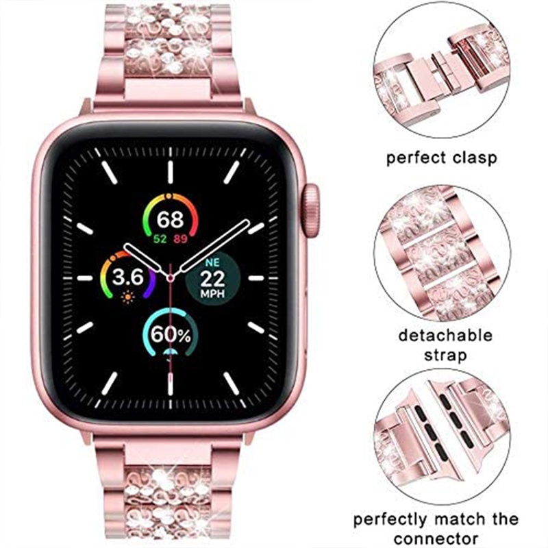 Dây đeo thép không gỉ sang trọng thích hợp cho đồng hồ Apple Watch 6 SE 40Mm 44Mm 38Mm 42Mm Series 5 4 3 2