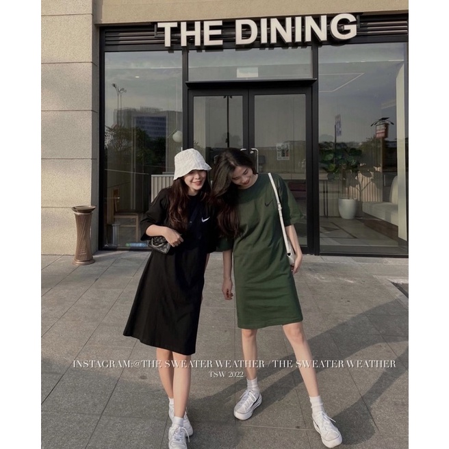 (Ảnh thật) Váy phông dáng suông mặt tuyết thêu logo the.sweaterweather TSW