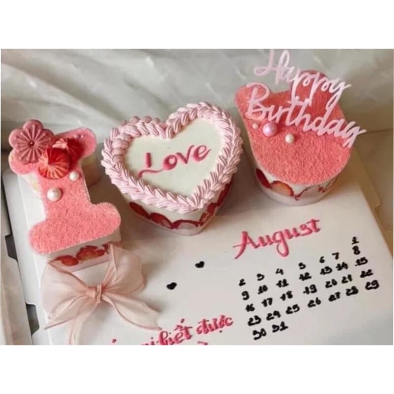 Phụ kiện bánh sinh nhật bánh kem - Khuôn chữ I LOVE U &amp; LOVE không hộp và có hộp