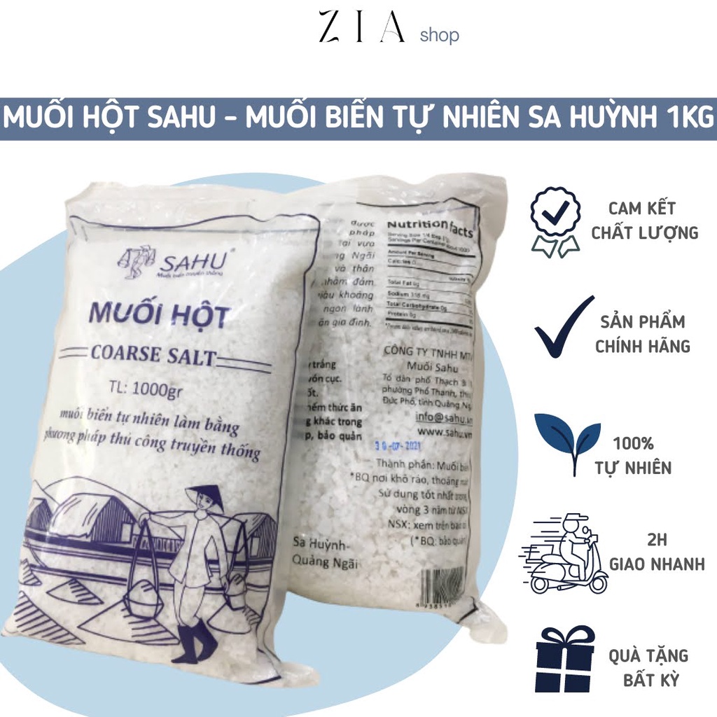MUỐI HỘT TỰ NHIÊN SAHU (SA HUỲNH) GÓI 1KG- ĐẶC SẢN QUẢNG NGÃI, SẢN XUẤT THỦ CÔNG, MUỐI CÓ VỊ DỊU KHÔNG CHÁT, HẬU VỊ NGỌT