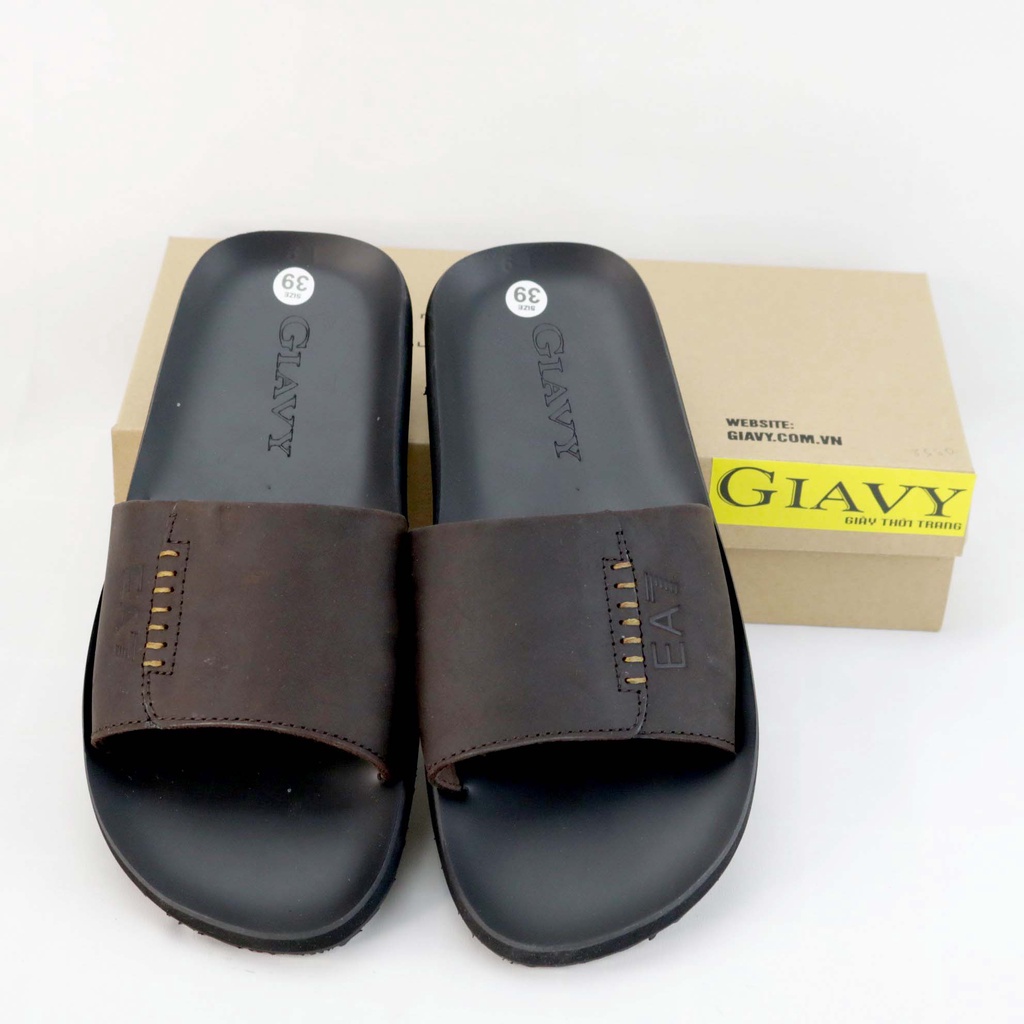Dép da nam quai ngang L538 - GIÀY GIAVY