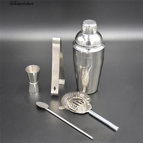 5 in 1 750ml Stainless Steel Cocktail Shaker Mixer Bartender Bar Set Kit Tools