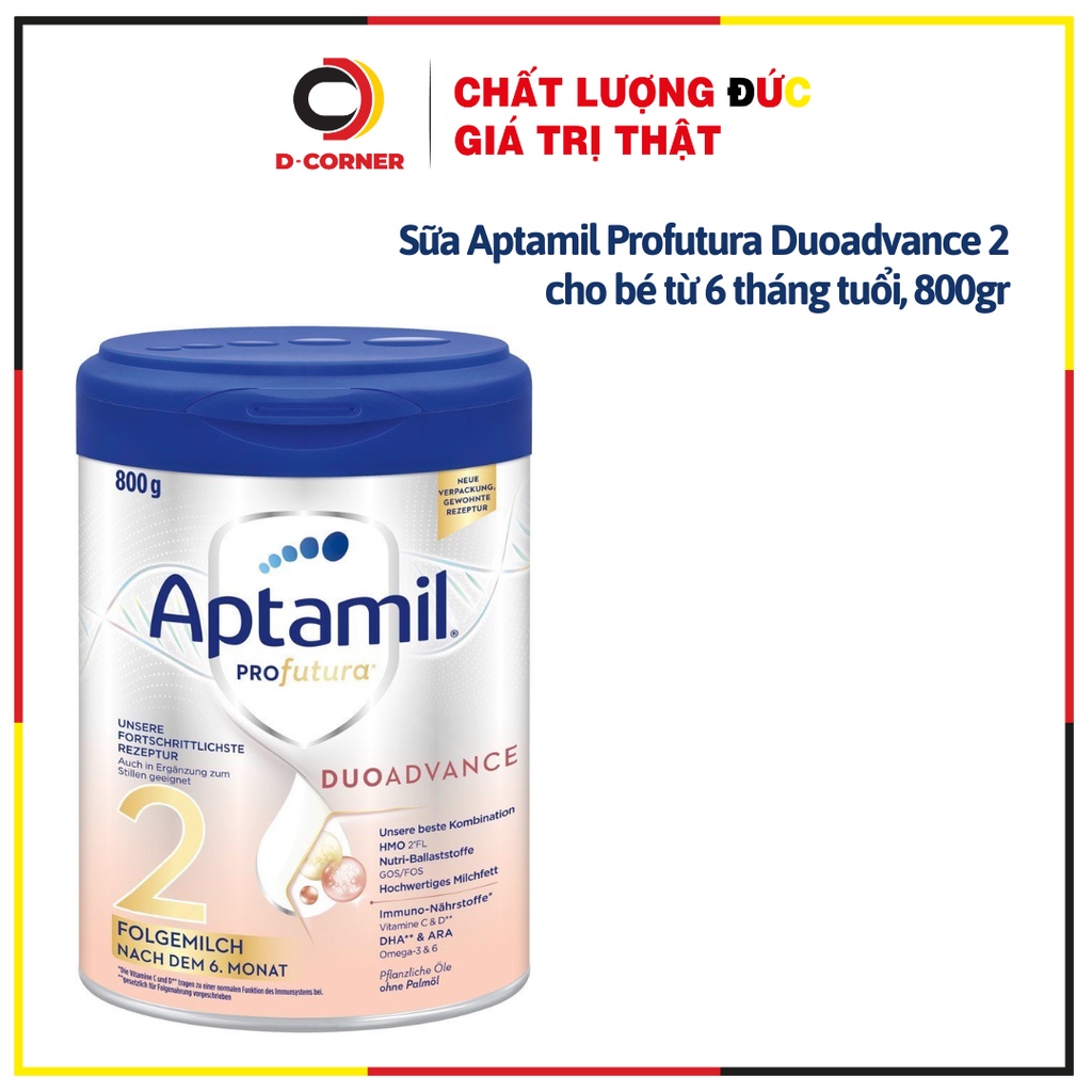 Sữa bột Aptamil bạc 2 dành cho bé từ trên 6 tháng tuổi hàng Đức - hộp 800gr