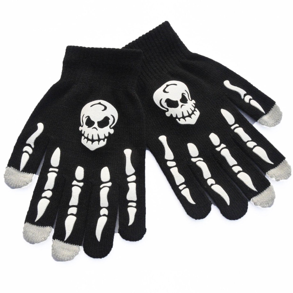 Đôi Găng Tay Hở Ngón Phát Sáng Hình Bộ Xương Độc Đáo Thời Trang