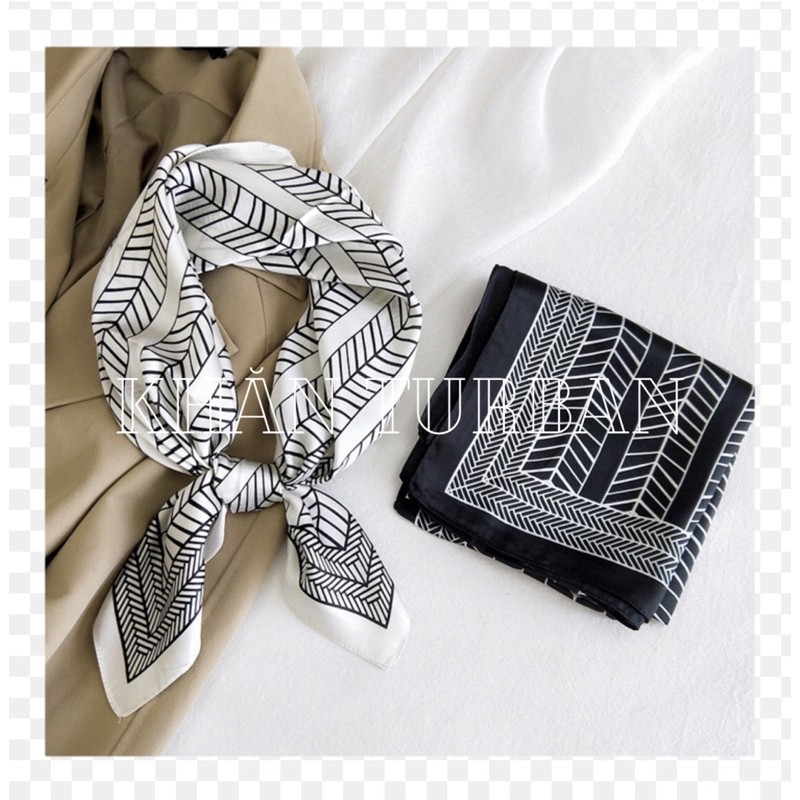 Khăn turban lụa vuông cao cấp choàng cổ size 70x70cm thanh lịch đa năng dùng làm áo yếm in hoạ tiết đối xứng