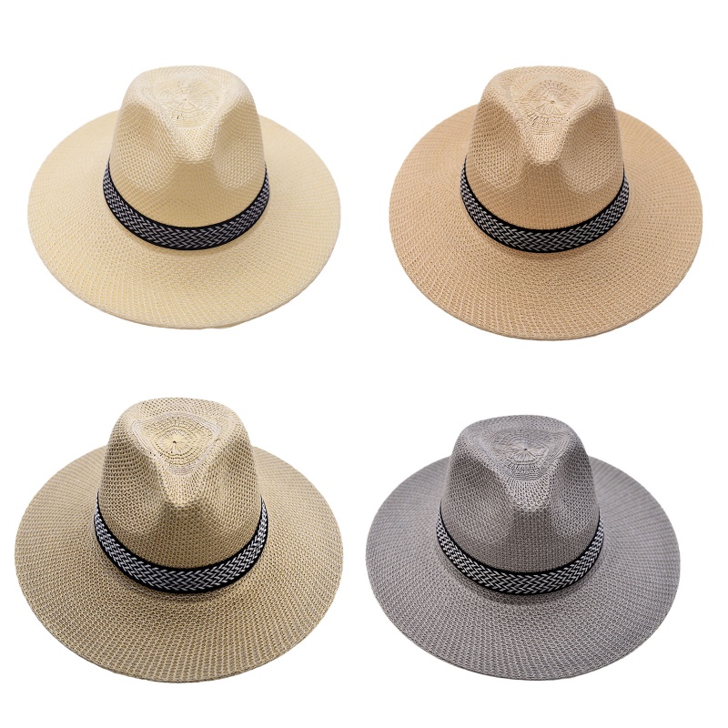 Mũ Cói Cao Bồi Phối Lưới Che Nắng Chống Gió Có Dây Đeo Cho Nam Và Nữ Hoạt Động Ngoài Trời