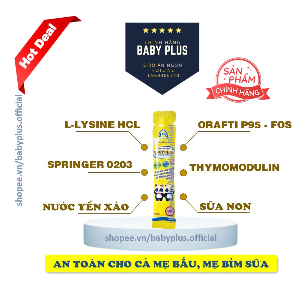 Siro Ăn Ngon Baby plus babyplus Giúp Bé Hết Biếng Ăn Hết Táo Bón Cải Thiện Hệ Tiêu Hoá Tăng Cân Tự Nhiên 1 Hộp 30 Gói