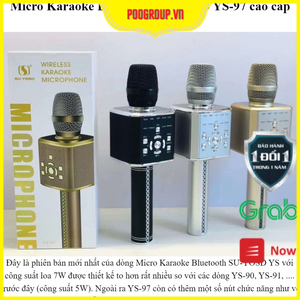 [Mã ELHACE giảm 4% đơn 300K] Micro YS-97 Mic Karaoke Bluetooth Tích Hợp Live Stream Sound Card 3 In 1 Siêu Xịn poogroup