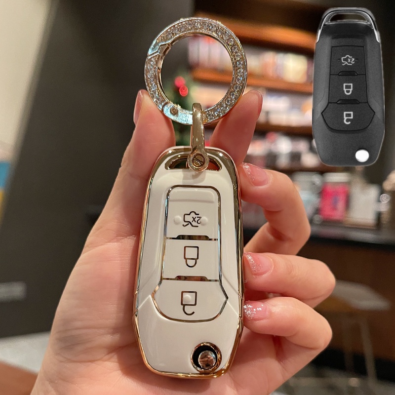 Vỏ TPU Bảo Vệ Chìa Khóa Điều Khiển Từ Xa Cho Xe Hơi Ford Fiesta Focus 2 Ecosport Kuga Escape Falcon B-Max C-Max Eco