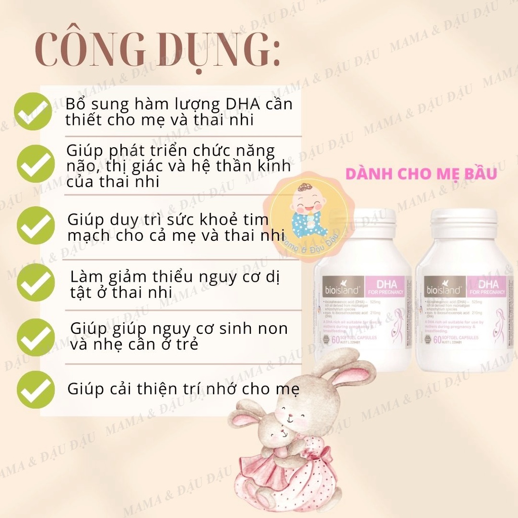 Viên uống DHA BẦU BIO ISLAND bổ sung DHA cho mẹ bầu & mẹ sau sinh