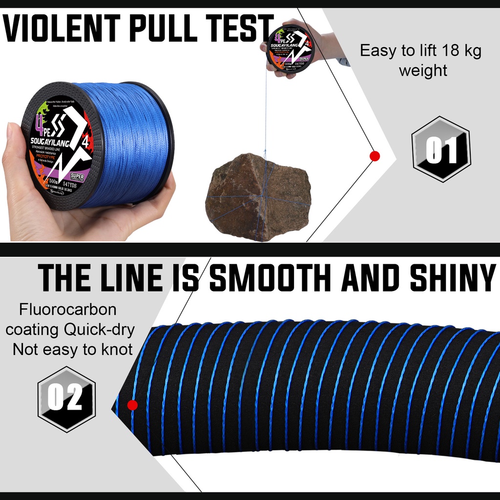 Sougayilang Cuộn Dây Câu Cá Bện 4 Sợi pe Siêu Chắc Dài 100m