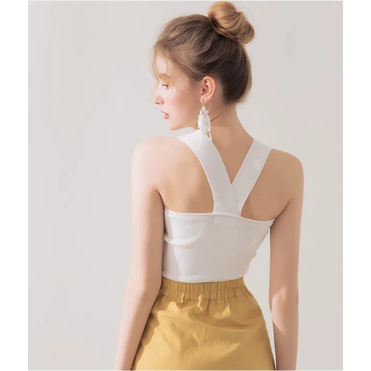 [Mã WABRM50 giảm 15% đơn 99k] Áo dệt kim sát nách dây chéo sau nữ Air Space 1921121 | BigBuy360 - bigbuy360.vn