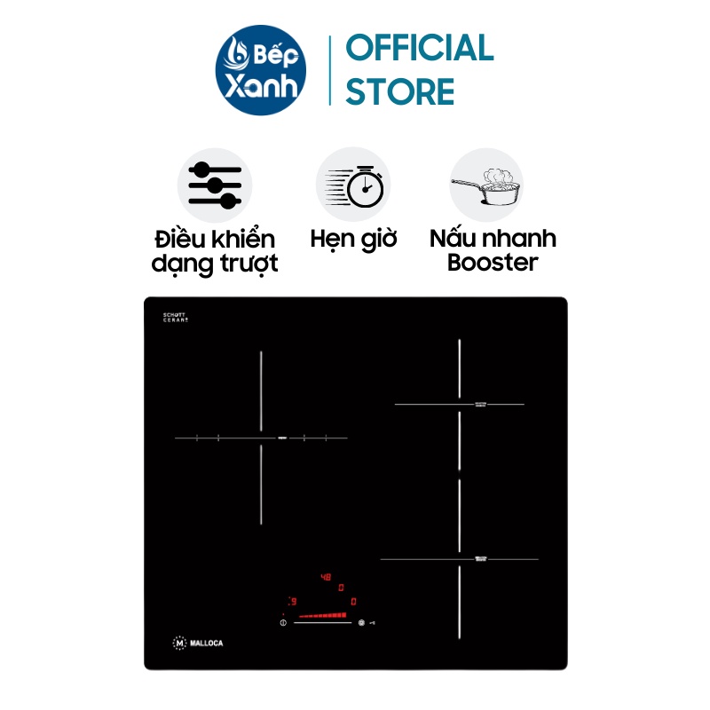 [TRẢ GÓP 0%] Bếp điện từ 3 vùng nấu Malloca MIR 593 Xuất Xứ Châu Âu