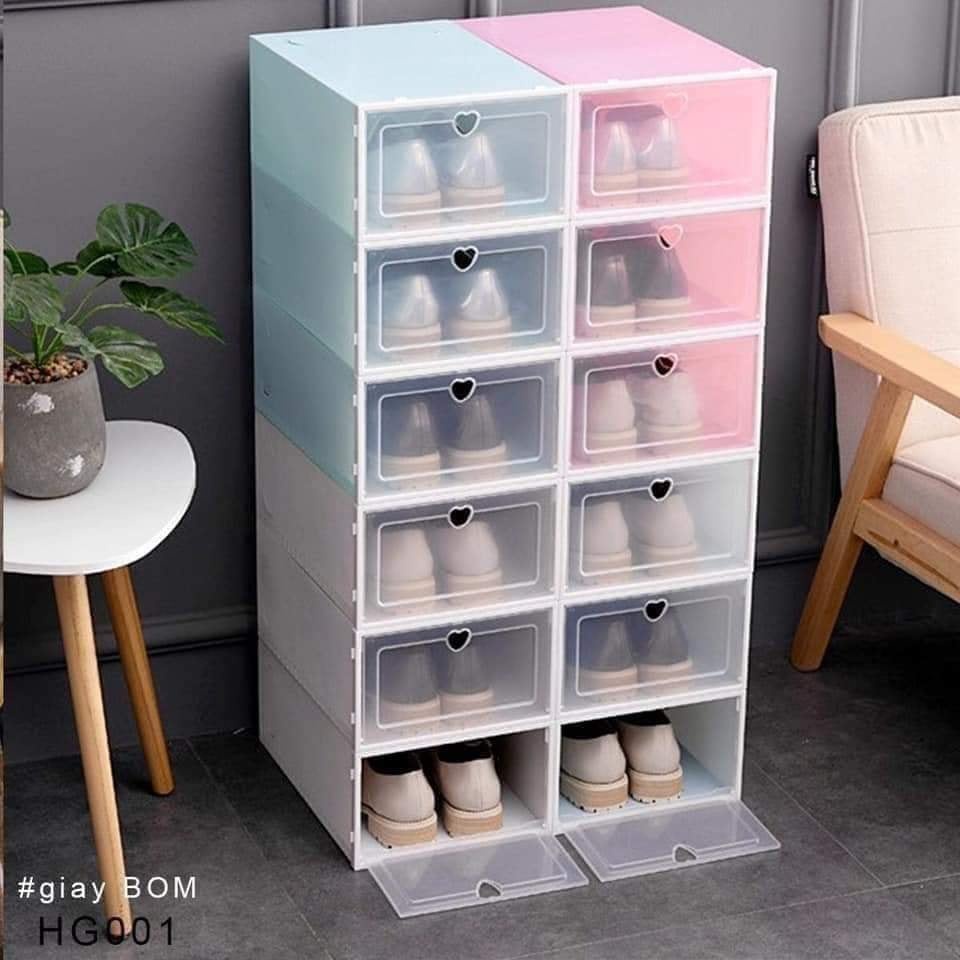 05 hộp đựng giày nắp nhựa cứng trong suốt- size lớn (xếp chồng lên nhau)