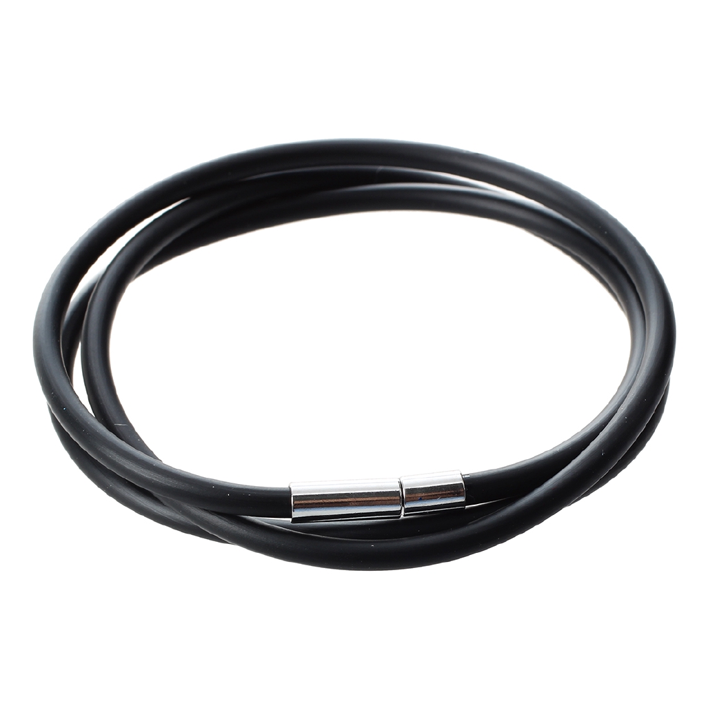 Vòng cổ cao su màu đen 3mm khóa thép không gỉ - 22 inch COD