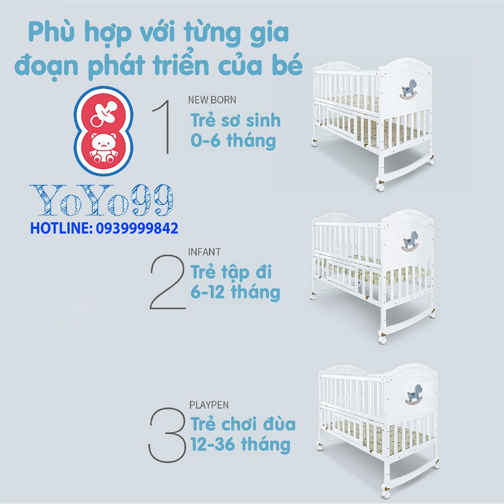 Nôi Cũi Gỗ 2 Tầng Cao Cấp Umoo Chính Hãng UM - 0862