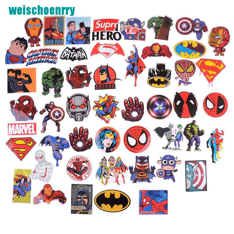 Set 50 Miếng Dán Trang Trí Hình Siêu Anh Hùng Marvel