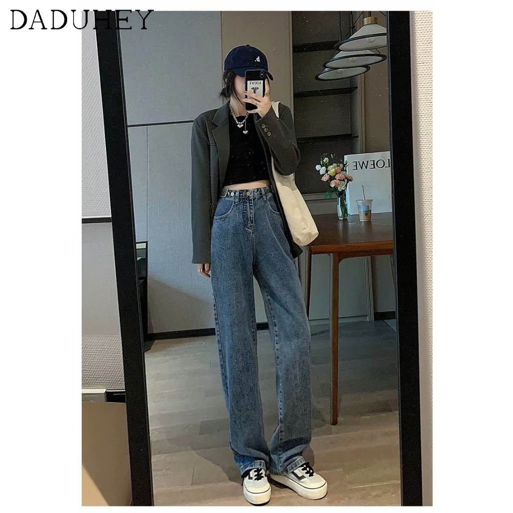 Quần jean nữ ống rộng lưng cao