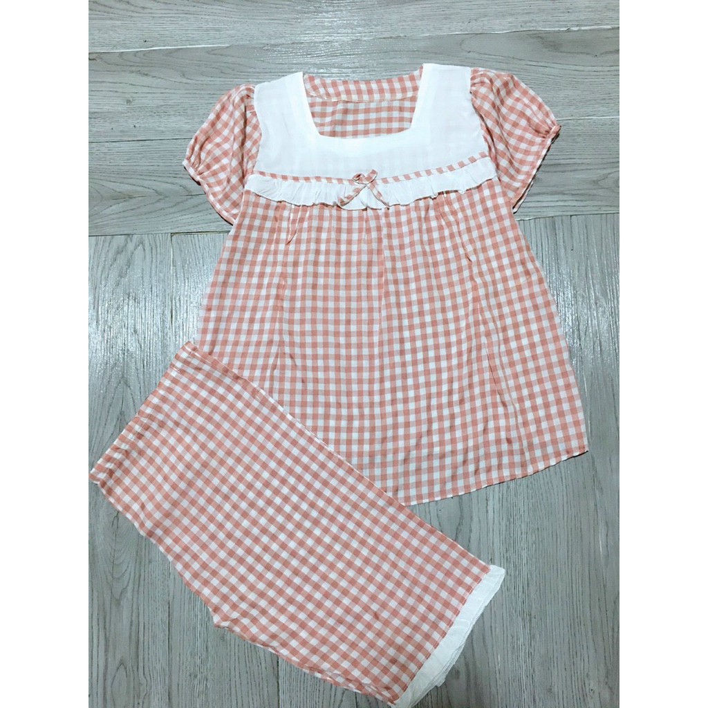 Bộ bầu sau sinh đũi kẻ 2in1 có khoá cho con ti💕siêu mát thấm hút mồ hôi💕Bộ cho bà bầu free size 43~68kg BBH10