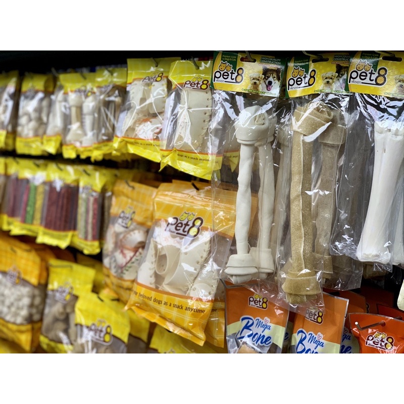 🇹🇭 Xương Gặm Da Bò Loại 1 Cho Chó PET8 Rawhide Dog Chews Nhiều Mẫu Gói Lớn