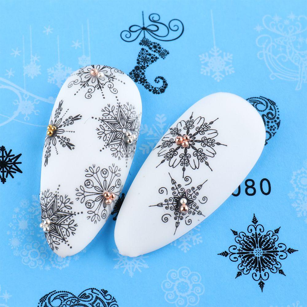 Set 16 Sticker Dán Móng Tay Hình Giáng Sinh Màu Đen