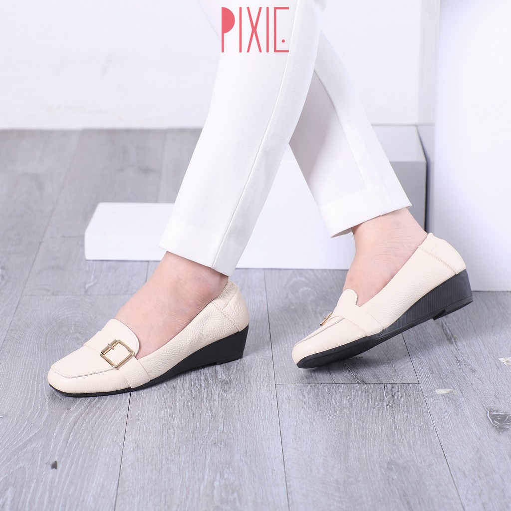 Giày Búp Bê Đế Xuồng Da Thật Gắn Khoá Pixie X596