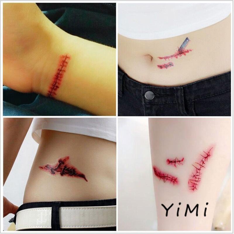 Hình xăm dán vết thương giả hóa trang halloween thiết kế sáng tạo