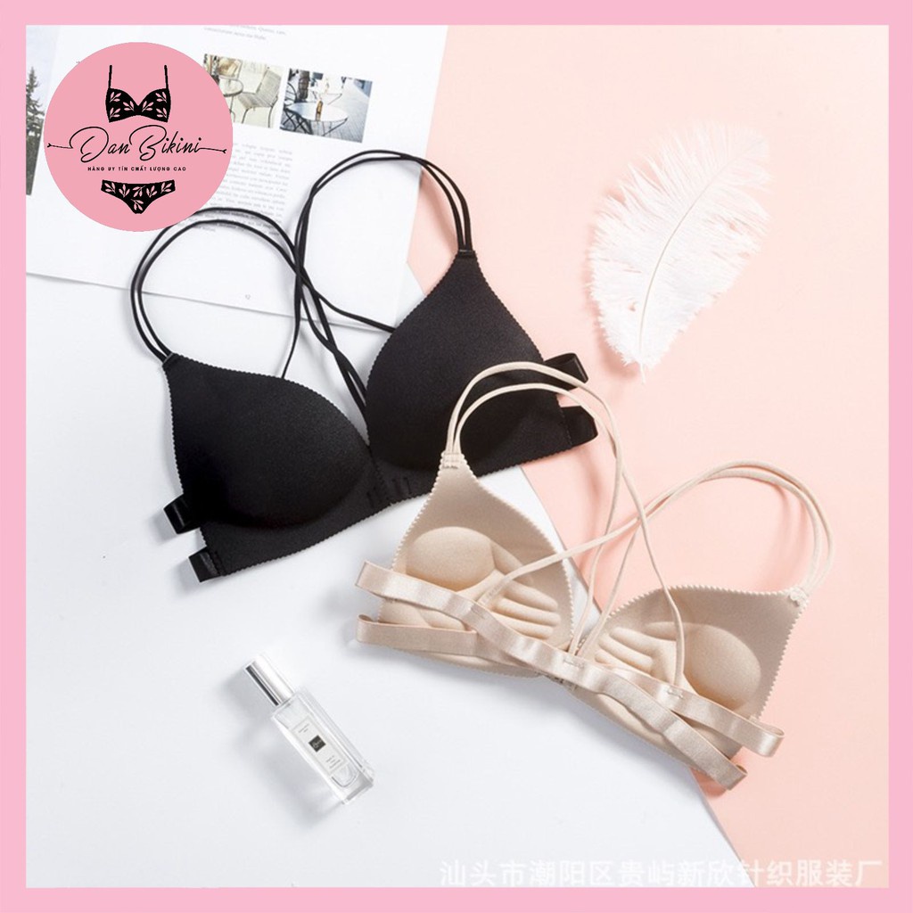 Áo Lót Nữ Nâng Ngực - Áo Ngực Nữ 2 dây đan chéo lưng móc cài trước tôn vòng một gợi cảm mẫu 6184