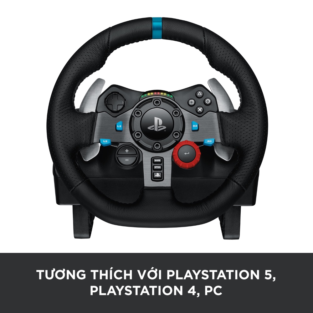 Vô lăng đua xe Logitech G29 Driving Force và bàn đạp thép không gỉ, tay lái bọc da thủ công, phù hợp PS5, PS4, PC, Mac