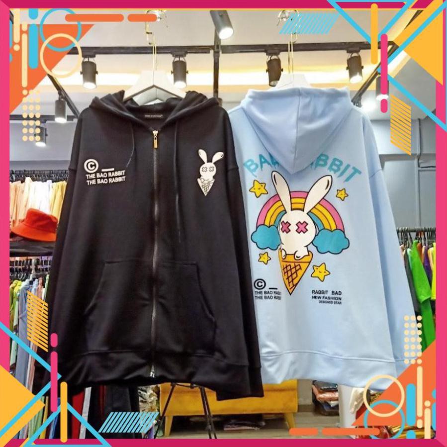 [Mặc là Auto Sang] Áo Khoác Nỉ - Áo Hoodie hình  thỏ BAD RABBIT có dây kéo zip , Hoodie Nỉ unisex AD | BigBuy360 - bigbuy360.vn
