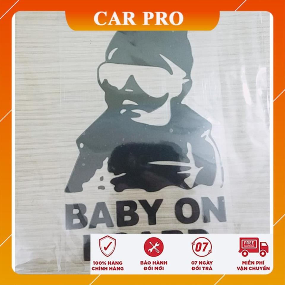 Decal dán trang trí cửa sổ xe hơi hoạt hình &quot; Baby on Board &quot;- CAR PRO