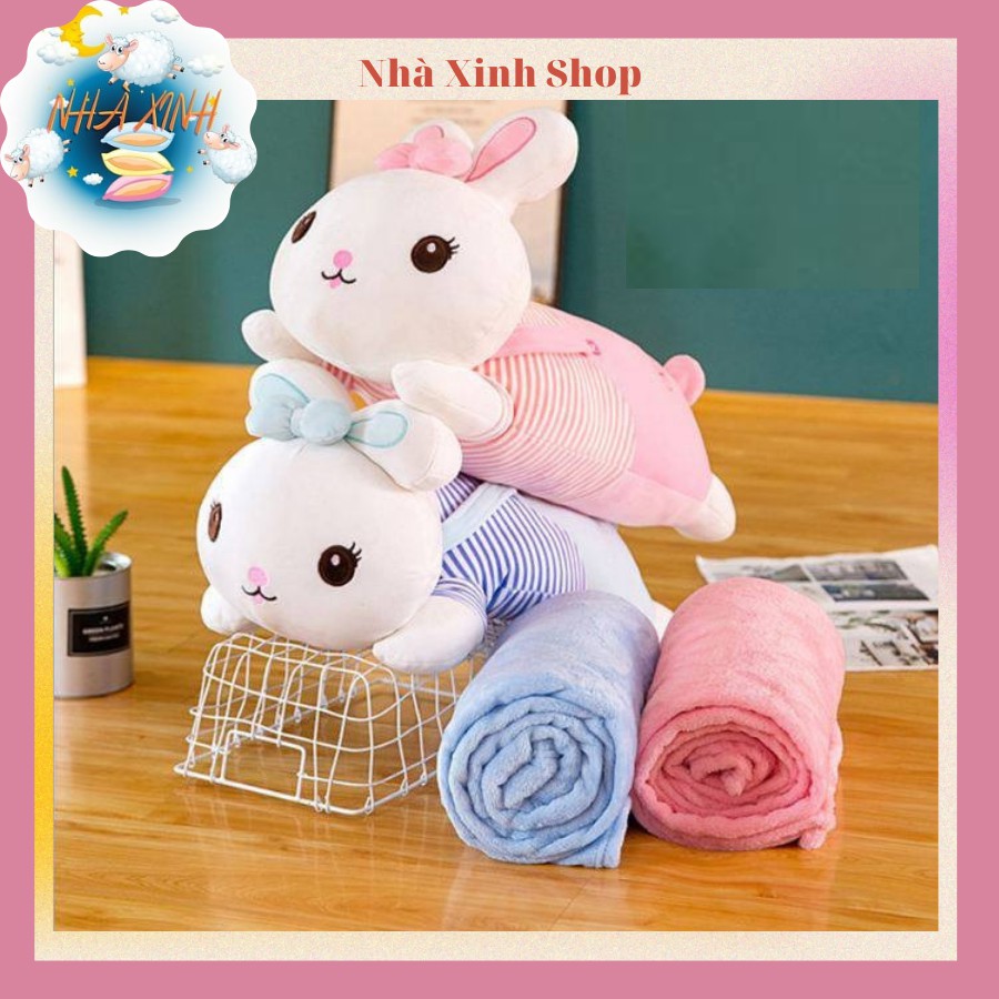 Chăn Gối Văn Phòng 2 trong 1 Thỏ Ngọc 2 màu nhà xinh shop
