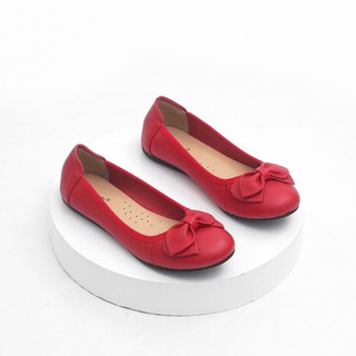 Giày Búp Bê Bệt Da Bò Thật Siêu Êm Gắn Nơ Pixie X424