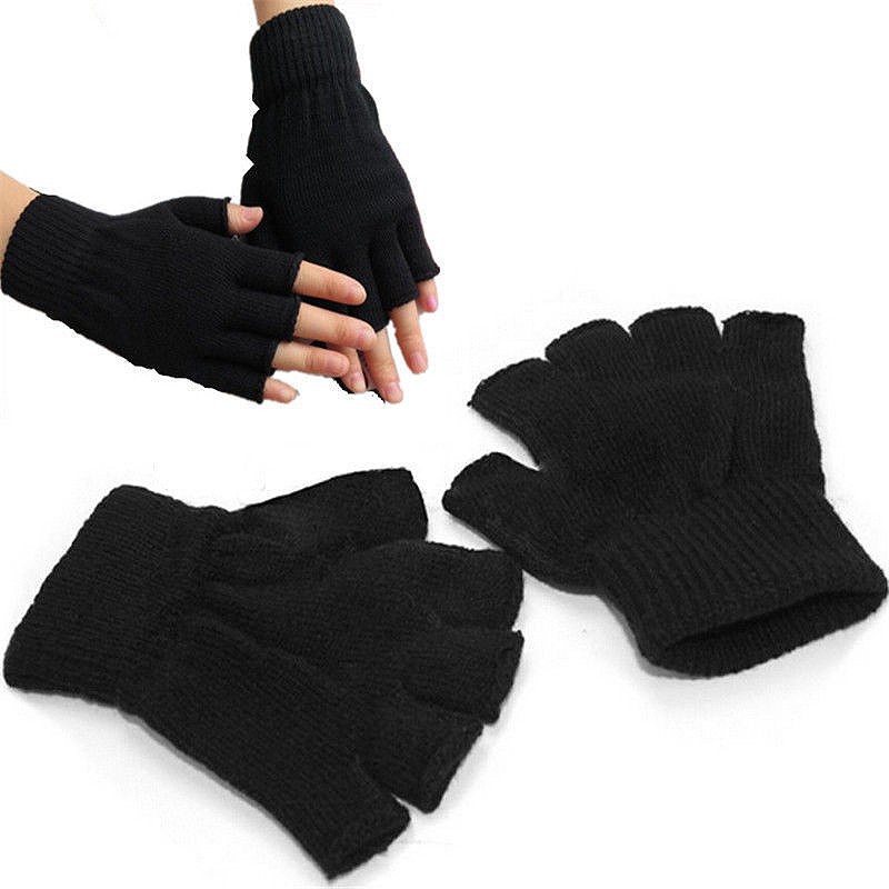 Đôi găng tay len hở ngón ấm áp thời trang cho nam nữ