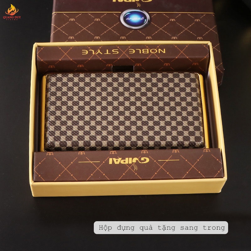 Hộp đựng thuốc lá 20 điếu dài nhôm bọc da sang trọng