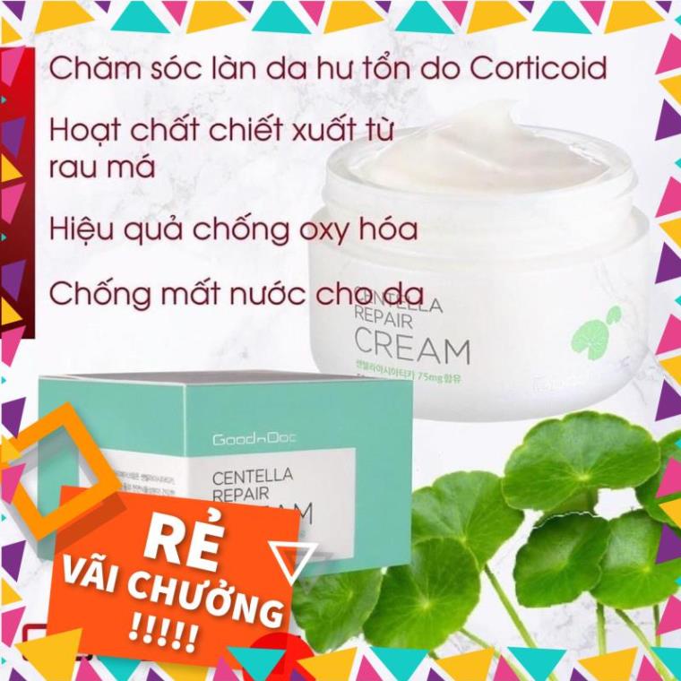 Bộ Kem Rau Má+Serum Dưỡng Ẩm Phục Hồi Giảm Thâm Nám Trắng Sáng Da Chống Lão Hóa GoodnDoc Centella Repair Cream