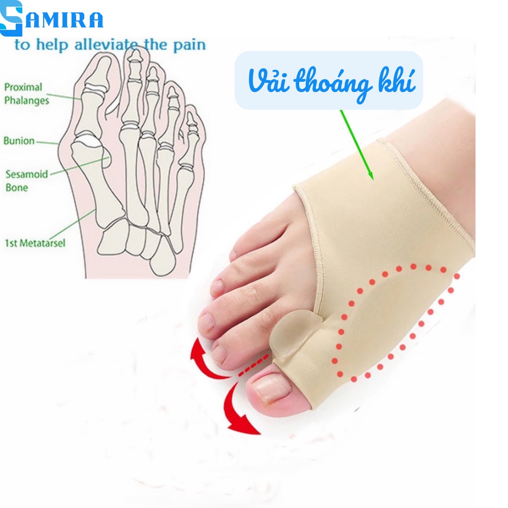 Cặp tất vớ tách ngón chân cái set 2 đai quấn nẹp điều chỉnh hình ngón chân cái bằng vải cao cấp SA10