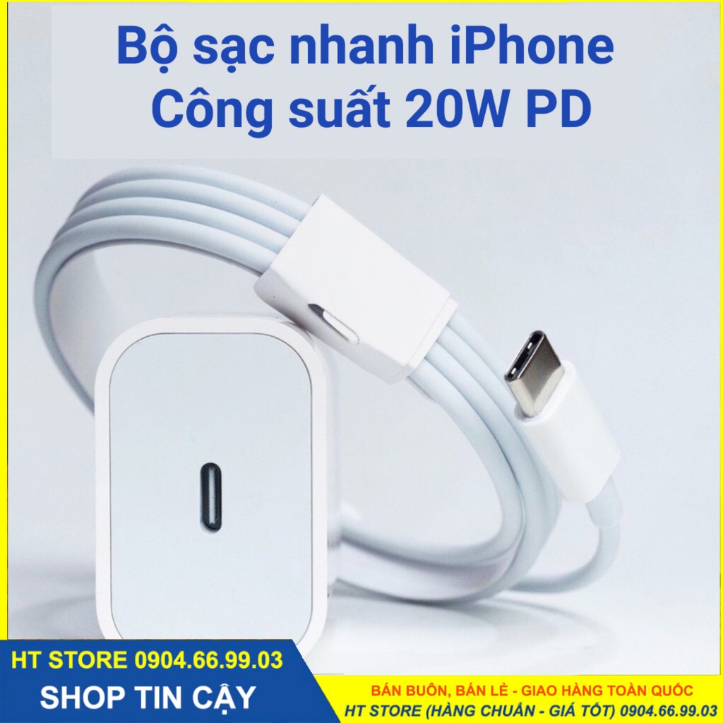 Bộ sạc nhanh 20W Chính hãng dùng cho: Pro Max, iPhone 11, iPhone XS Max, iPhone XS, iPhone X, iPhone 8 Plus, iPhone 8