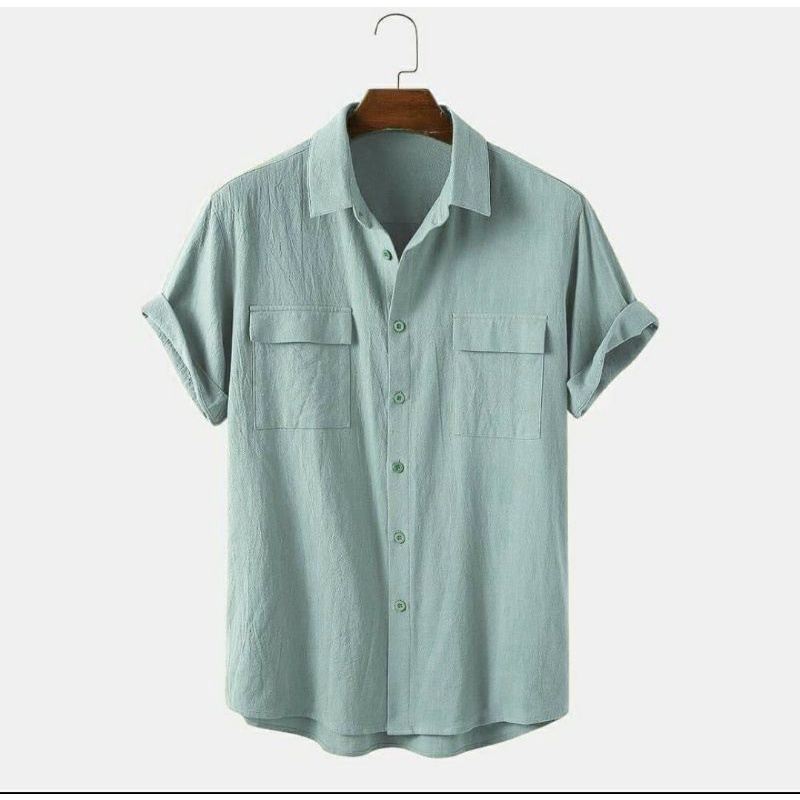 Áo Đũi Nam Cổ Bẻ Sơ Mi Đũi Áo Ngắn Tay Nam có cổ túi hộp Hana AD18 | BigBuy360 - bigbuy360.vn