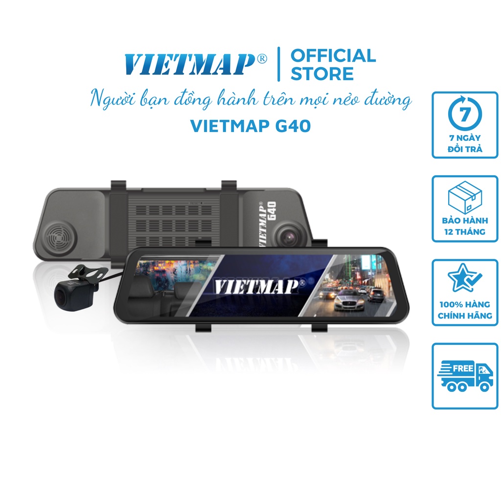 Vietmap G40 - Cảnh báo giao thông bằng giọng nói - Camera hành trình ô tô ghi hình trước sau  - Hàng chính hãng
