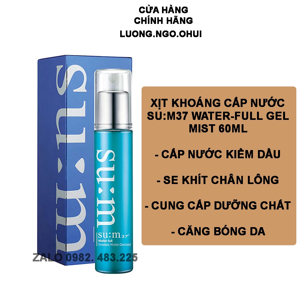 Xịt Khoáng Cấp Nước Kiềm Dầu Su:m37 Water-full Timeless Water Gel Mist 60ml